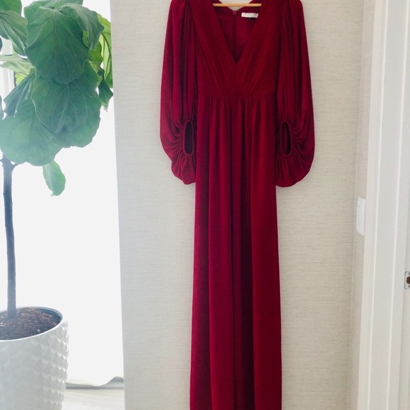 long dark red dress